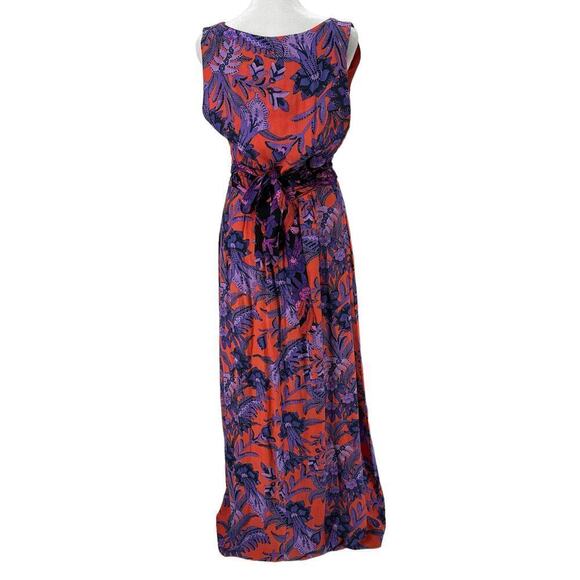 Anthropologie MAEVE Macie Maxi Dress Purple Floral Print Orange Purple Sz US 6 - Picture 6 of 14